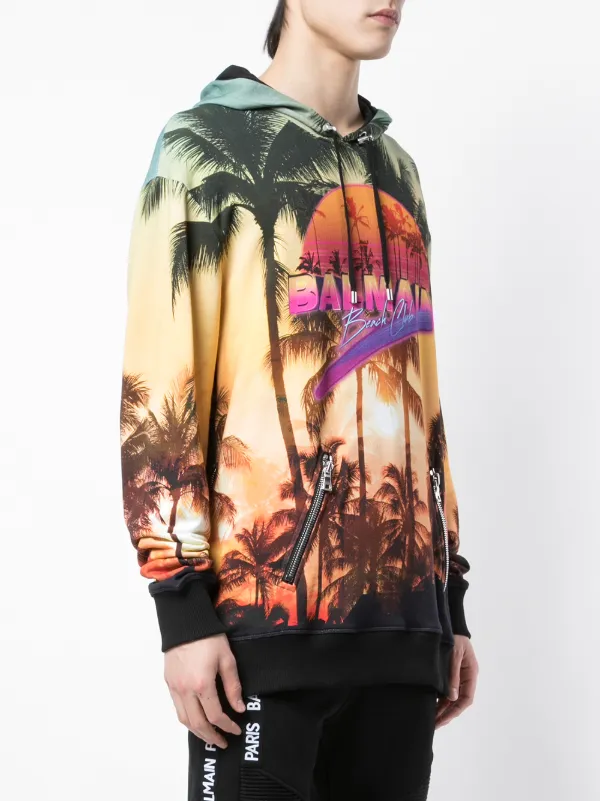 Balmain palm tree hoodie sale