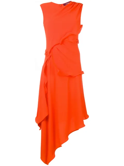 Sies Marjan Draped Asymmetric Hem Dress In Orange