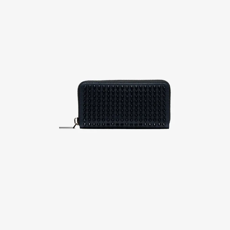 Christian Louboutin navy Panettone medium stud embellished leather wallet