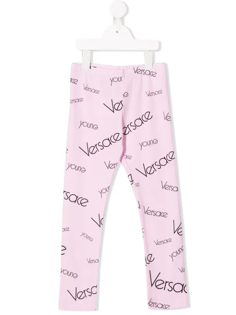 Versace Kids leggins con logo estampado