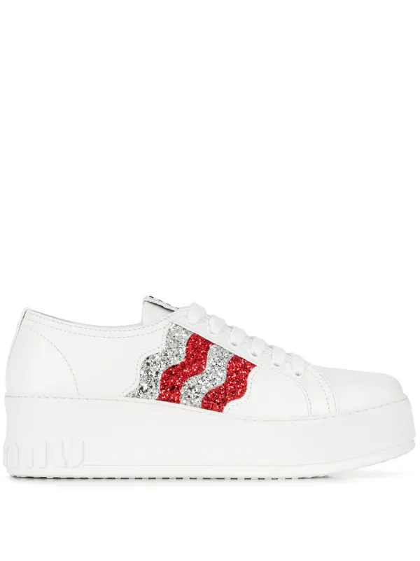 miu miu glitter platform sneakers