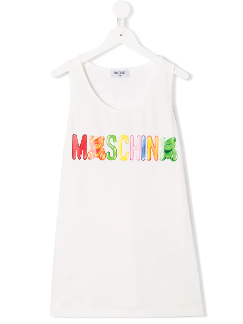 Moschino Kids майка с принтом логотипа