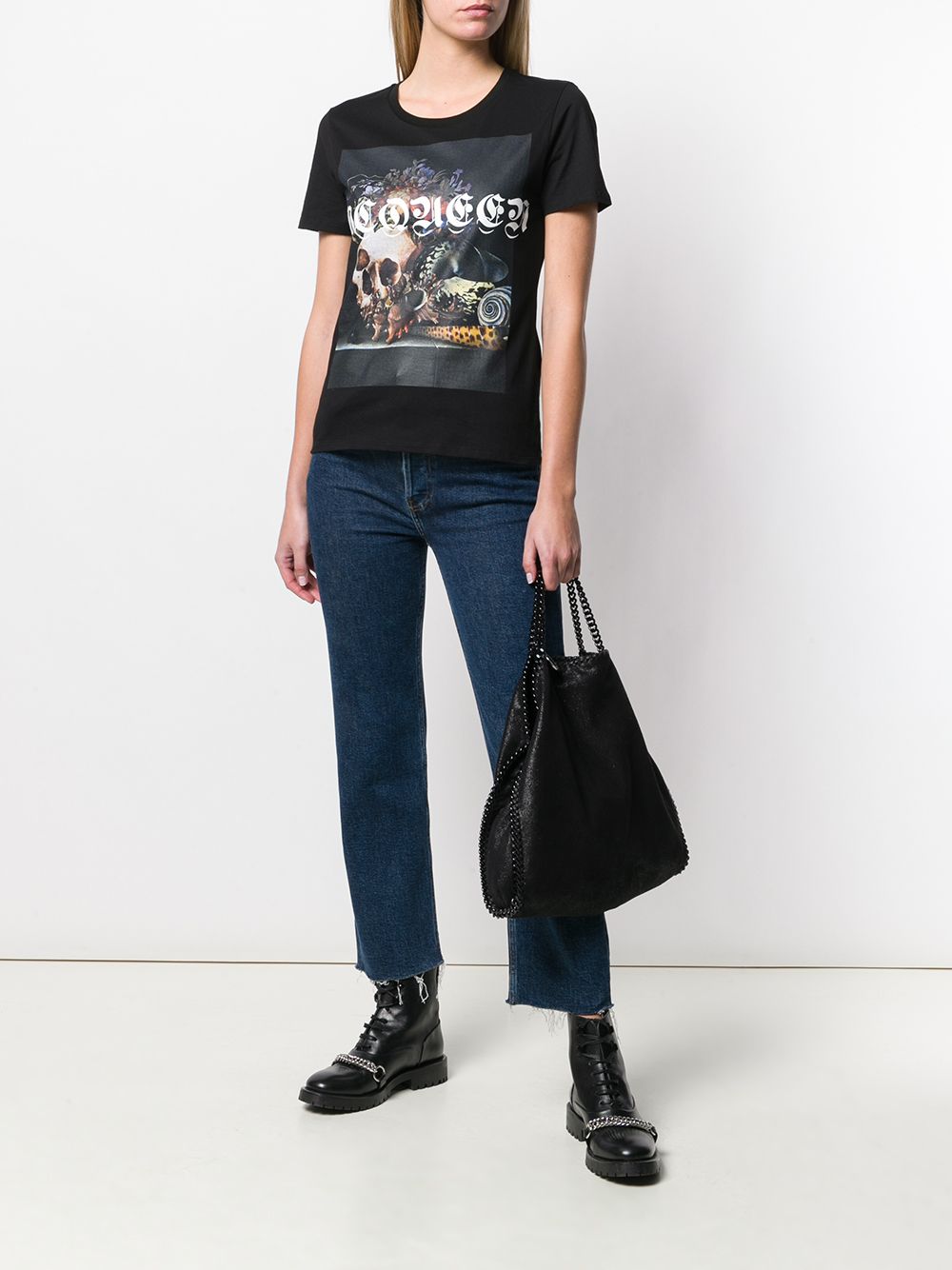 Alexander McQueen T-shirt met foto print - Zwart