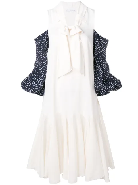 Click to view more detailed imagery on our partner's website Jw Anderson Contrast Puff Sleeve Dress In White