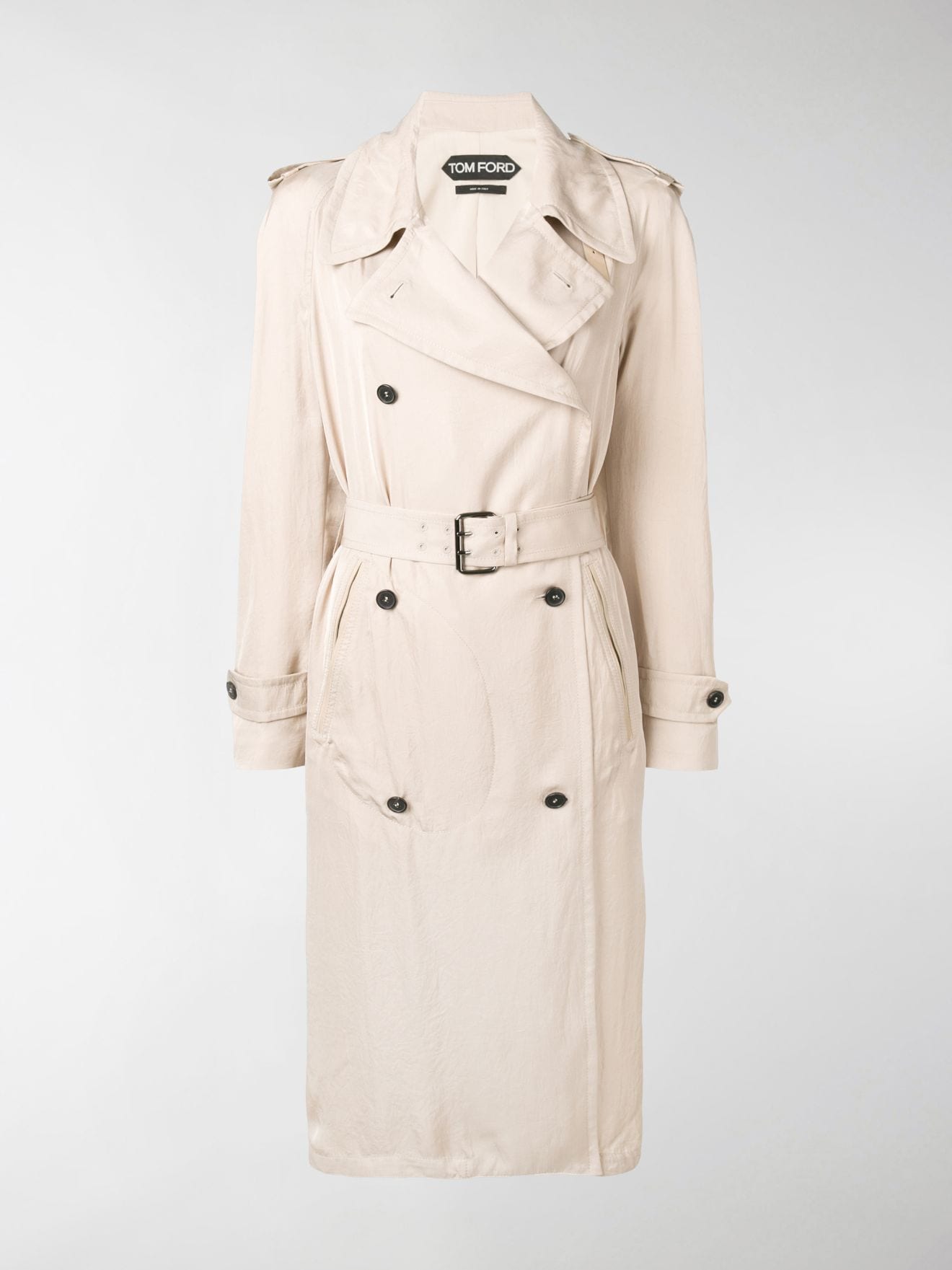 TOM FORD double breasted belted trench coat neutrals | MODES