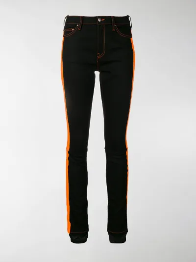 orange side stripe jeans