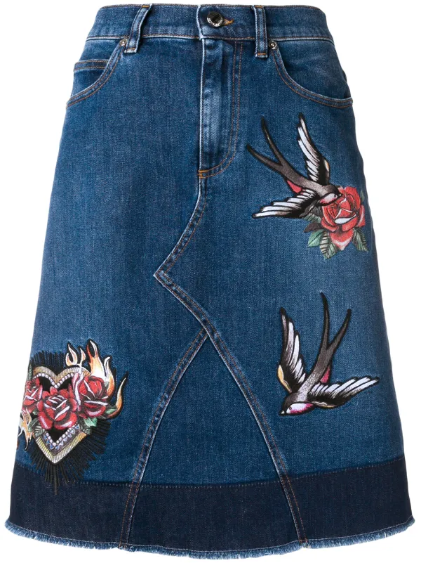 red valentino denim skirt