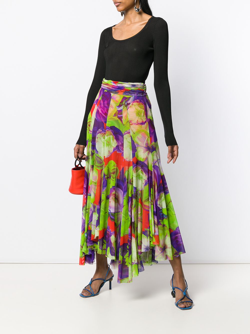 фото MSGM плиссированная юбка с цветочным принтом