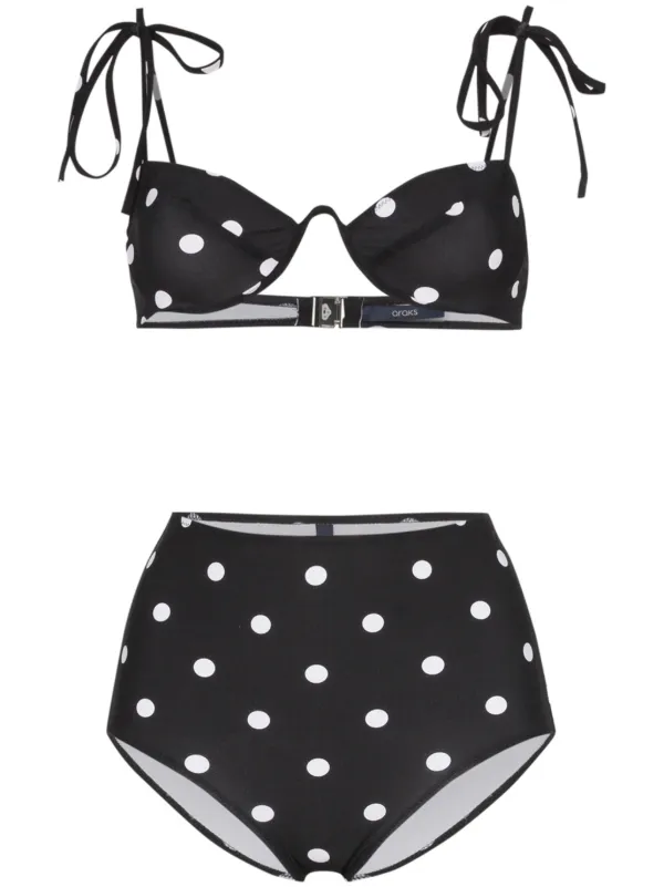 black and white polka dot high waisted bikini