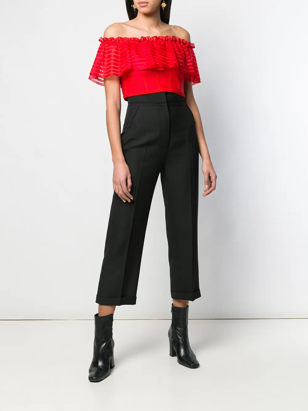  Alexander Mcqueen Schulterfreies Cropped Oberteil   Rot 