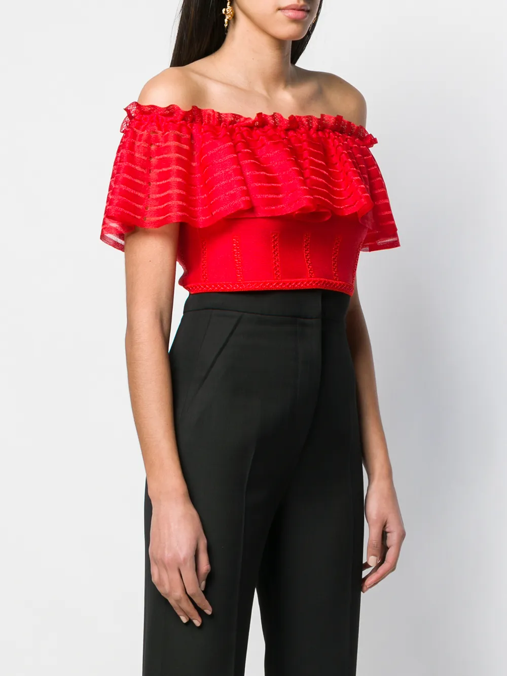  Alexander Mcqueen Schulterfreies Cropped Oberteil   Rot 