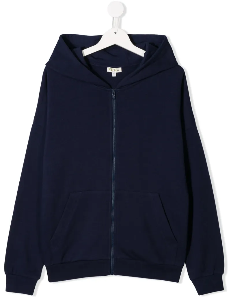Kenzo Kids толстовка на молнии с капюшоном и принтом логотипа
