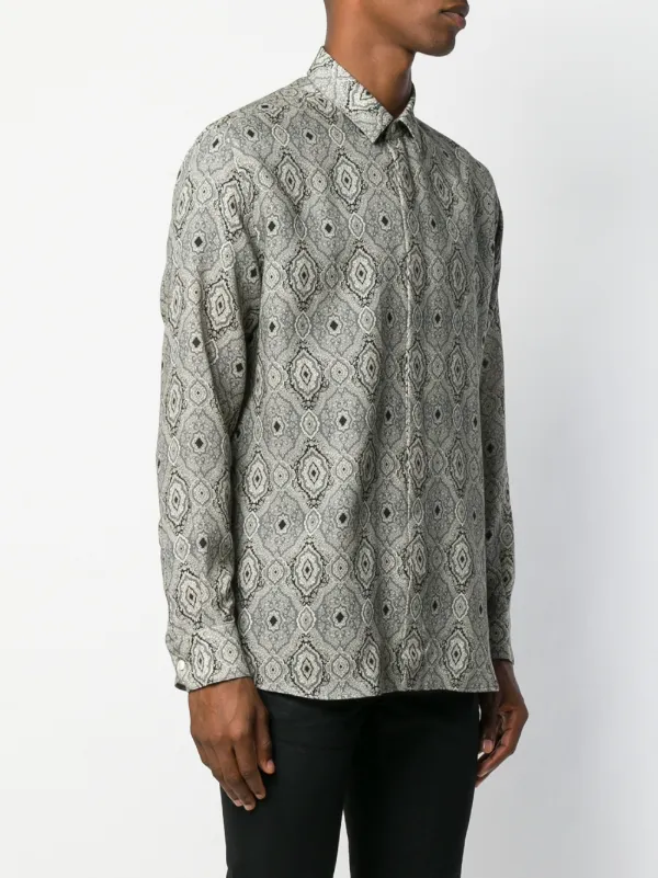 Saint Laurent Paisley Printed Shirt | Grey | FARFETCH RO