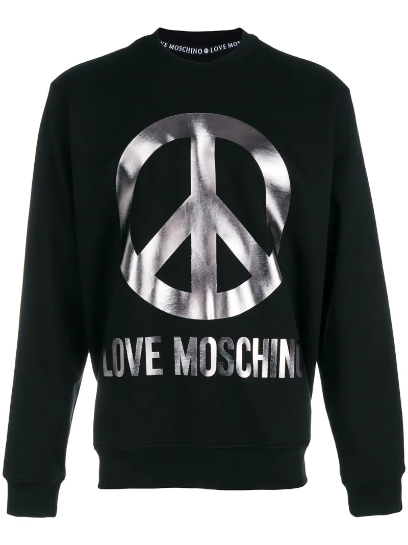 Love Moschino – piece sign logo sweatshirt – men – Cotton – S, M – Black