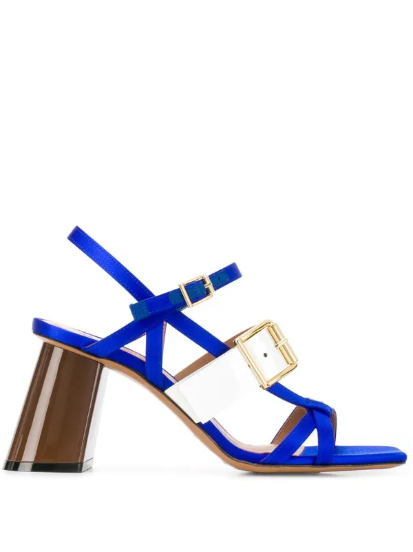 blue strappy high heels