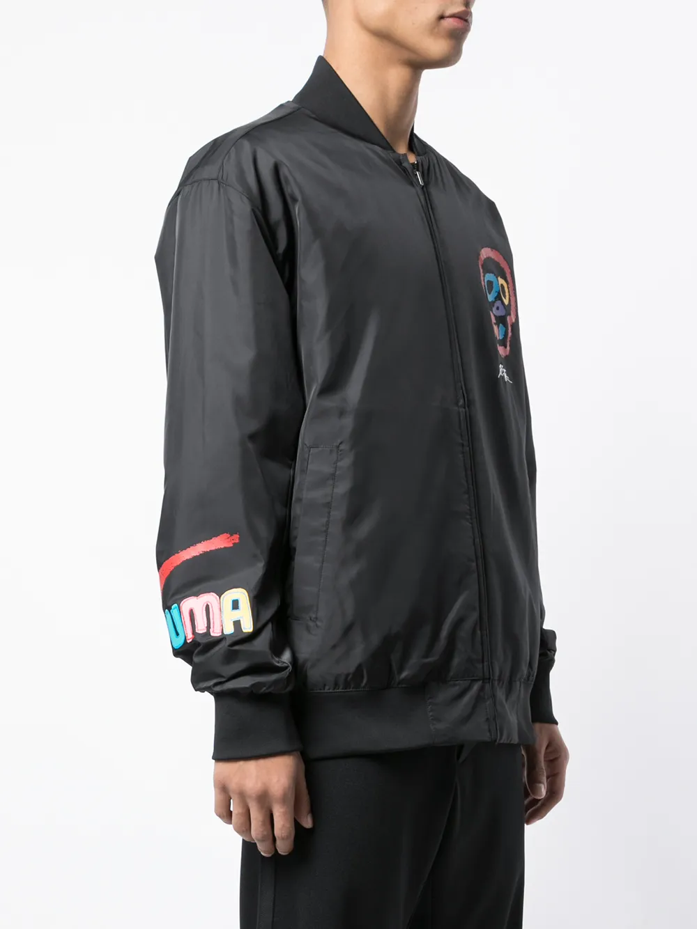 PUMA Bomberjack met doodskopprint Zwart