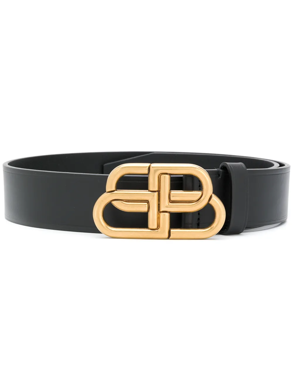 Shop Balenciaga Bb Leather Belt In Black