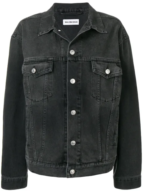 Click to view more detailed imagery on our partner's website Balenciaga Crystal-Encrusted Denim Jacket In 1103 Black
