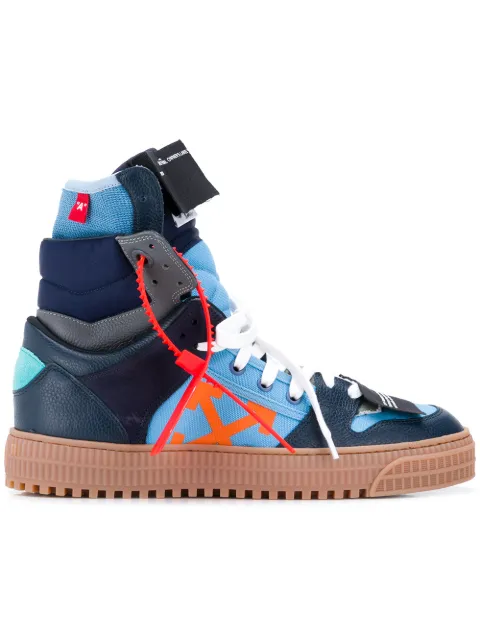 Click to view more detailed imagery on our partner's website Off-White Men's Off Court Suede/Leather High-Top Sneakers In Blue Orange
