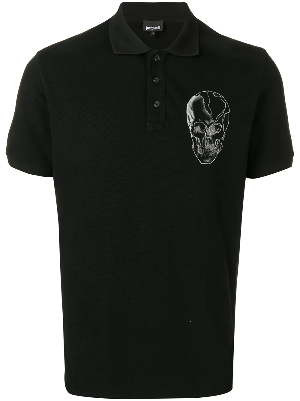 Just Cavalli T-shirts JUST CAVALLI POLOSHIRT MIT TOTENKOPF-PRINT - SCHWARZ