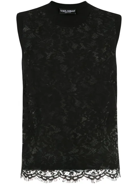Dolce & Gabbana lace-overlay sleeveless tank top