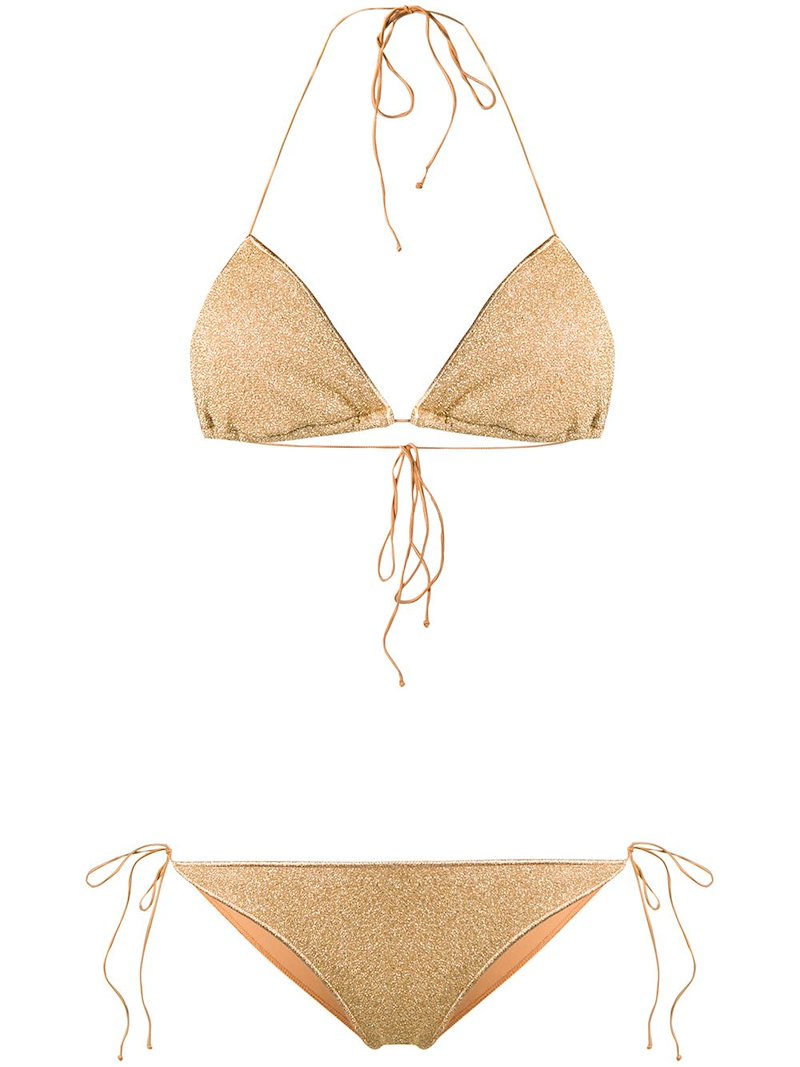 Oséree Lumière metallic triangle bikini gold | MODES