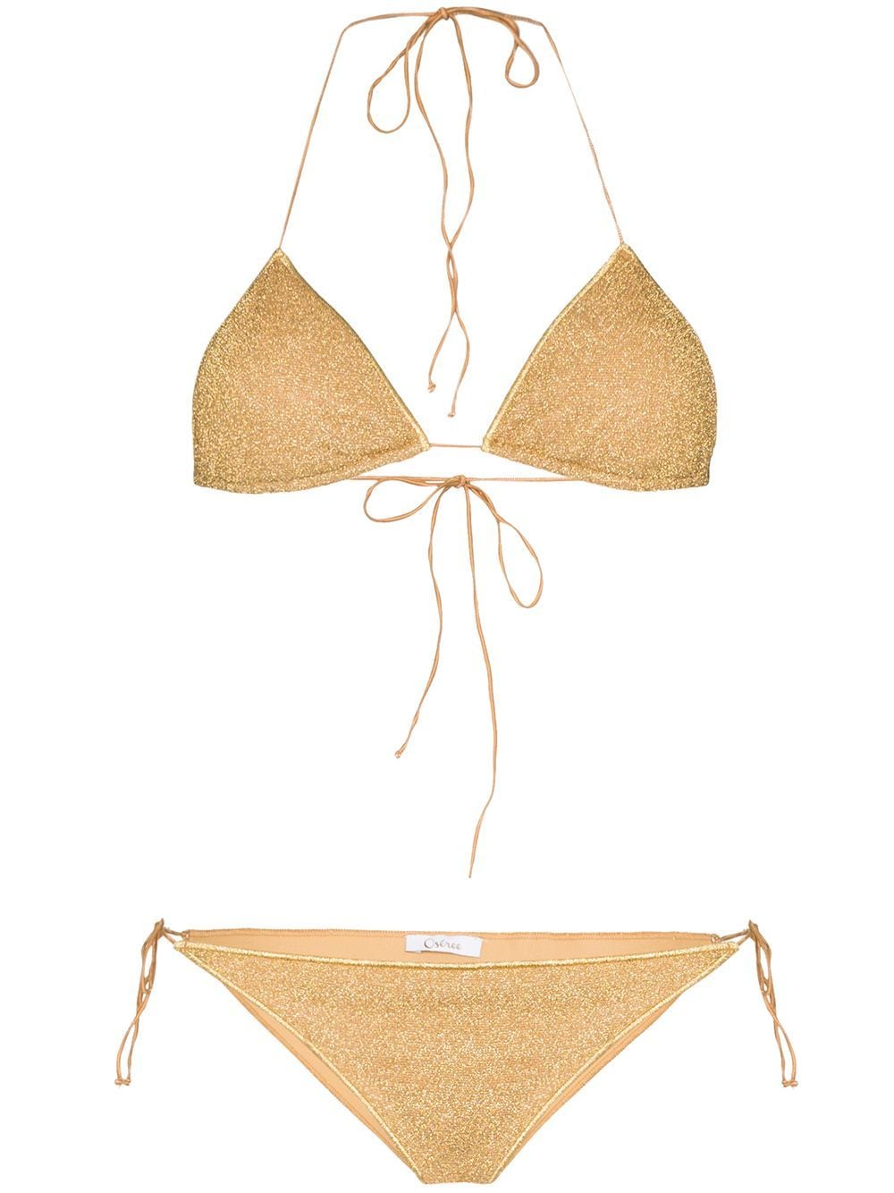 Oséree Lumière Metallic Triangle Bikini Farfetch