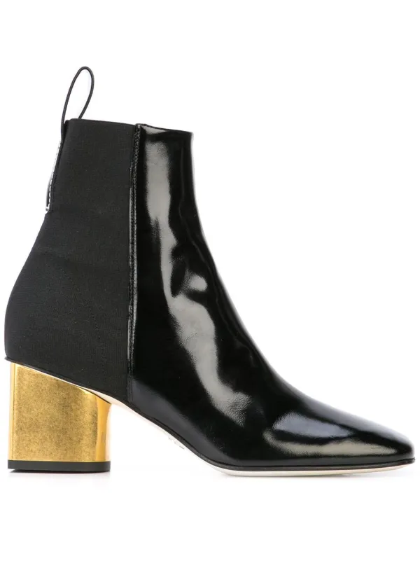 black boots with metallic heel