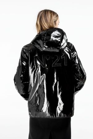 vinyl effect puffer jacket