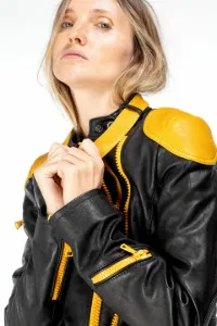 Shoulder pad biker jacket in black | N 