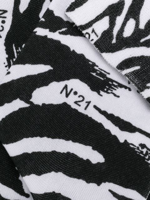 Shop N°21 Zebra Print Ankle Socks In White