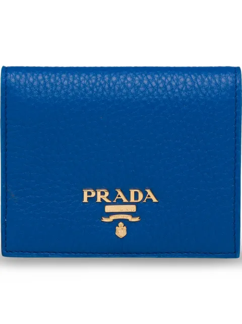 Prada Small Leather Wallet In Blau