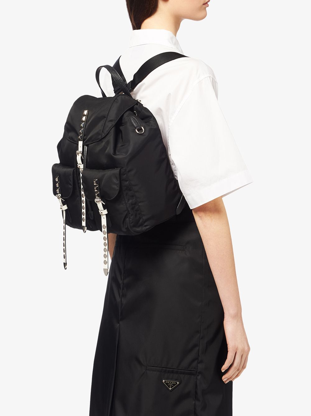 Prada Studded Nylon Backpack - Farfetch