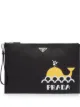 Image 1 of Prada whale motif Saffiano leather clutch
