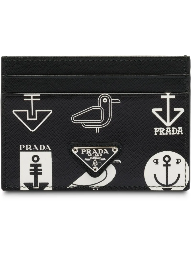 Prada картхолдер из сафьяновой кожи с принтом