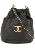 CHANEL Pre-Owned 1989-1991 Cosmos quilted CC logos shoulder bag - Black