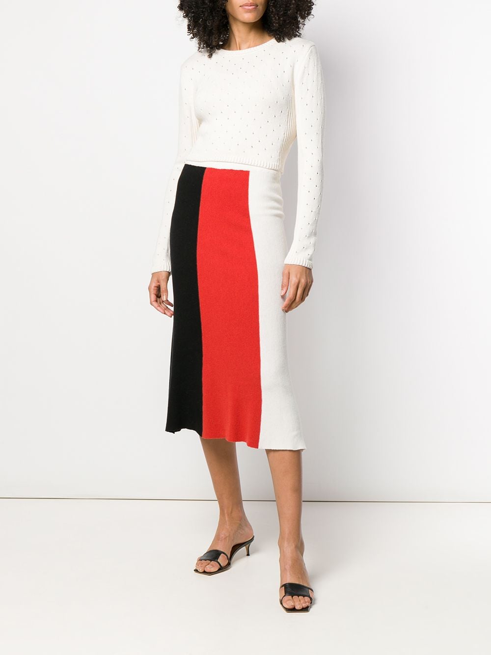 Image 2 of Cashmere In Love colour block knitted skirt