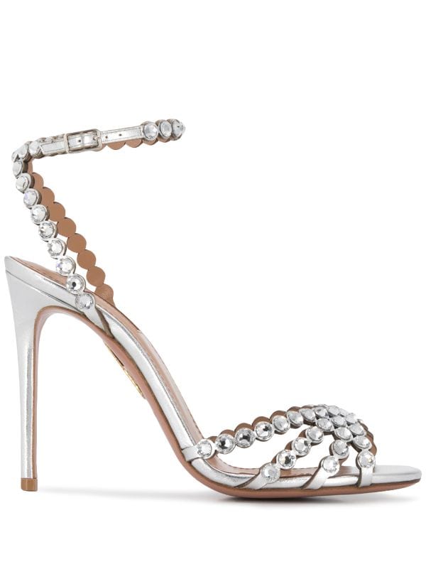 Shop Aquazzura Tequila 105mm Crystal Embellished Sandals With Express Delivery Farfetch