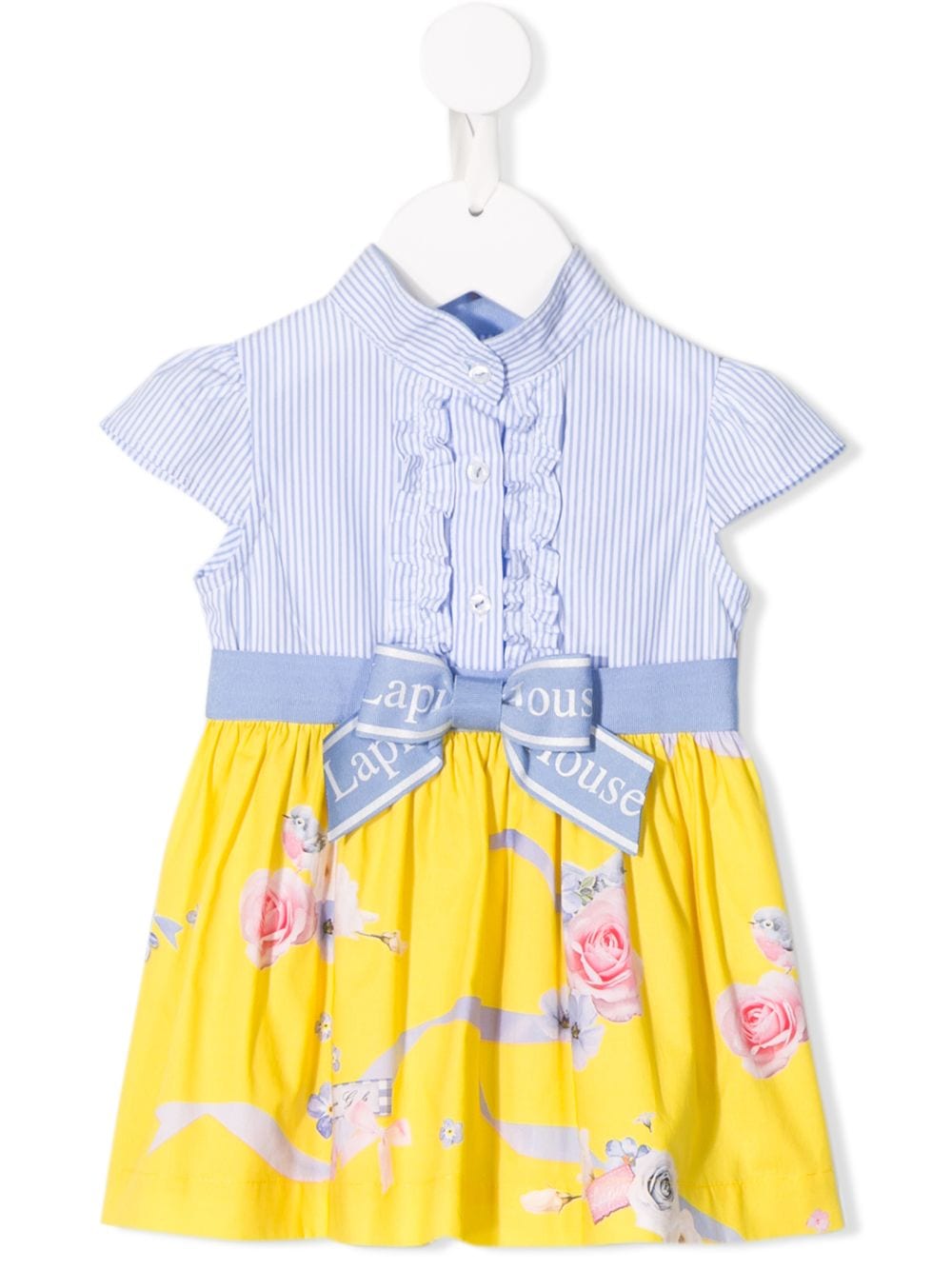 Lapin House Babies' Pleated Bow Dress In 蓝色