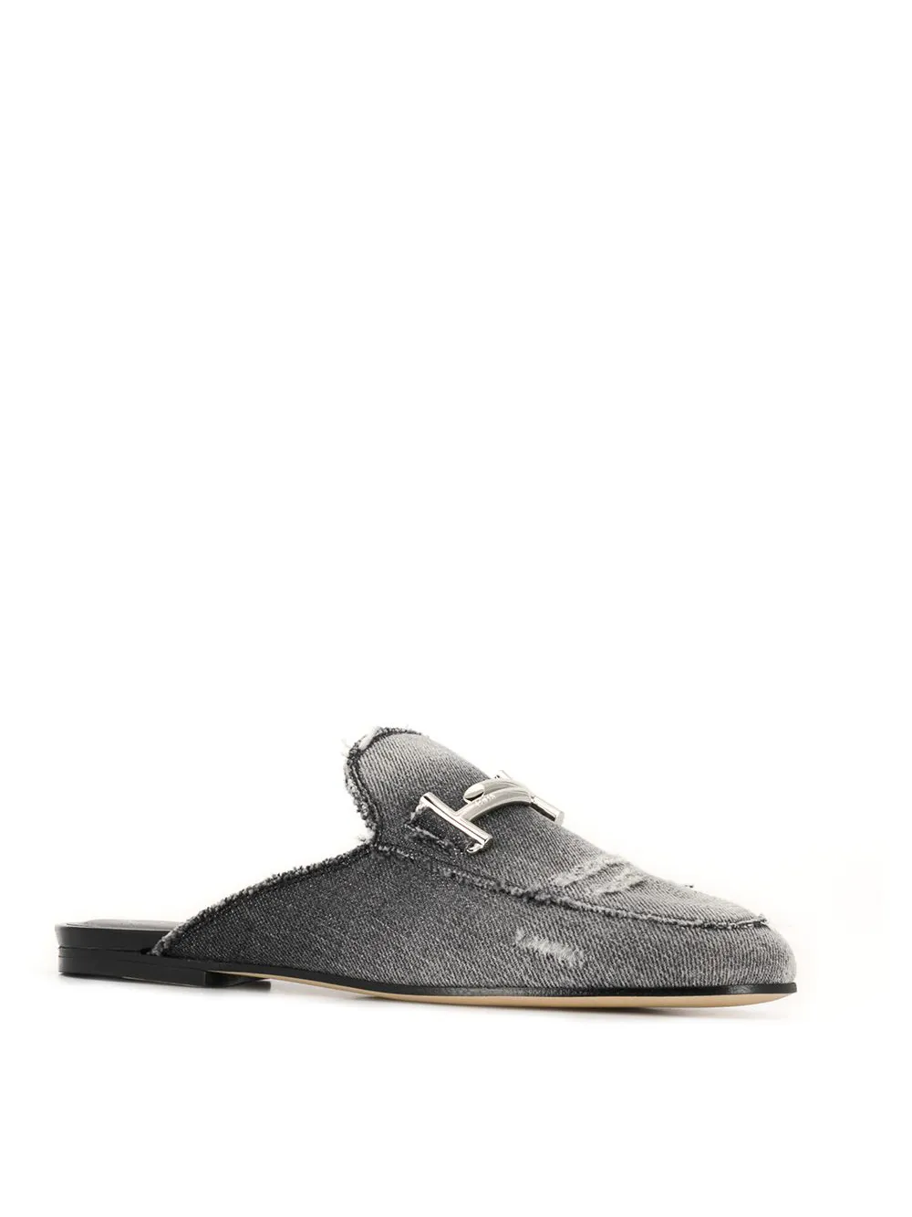 Tod's Denim muiltjes met logo Zwart