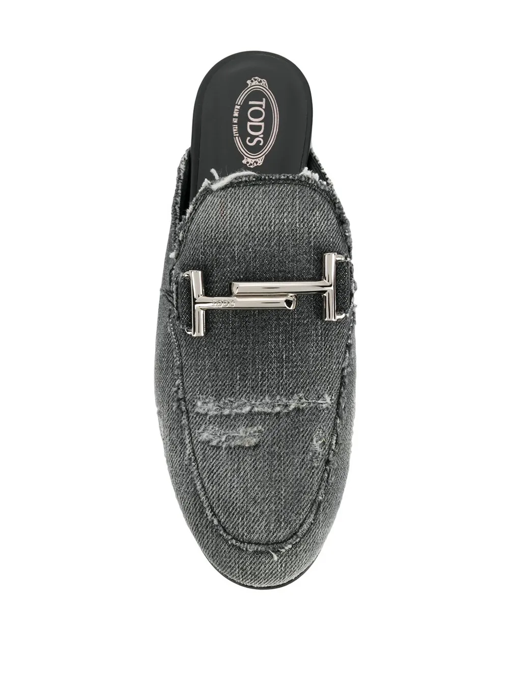 Tod's Denim muiltjes met logo Zwart