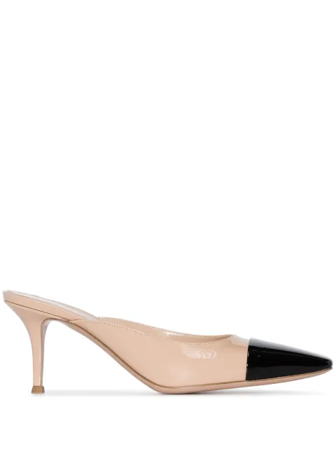 Click to view more detailed imagery on our partner's website Gianvito Rossi Square-Toe 70 Patent-Leather Mules In Nudeflesh