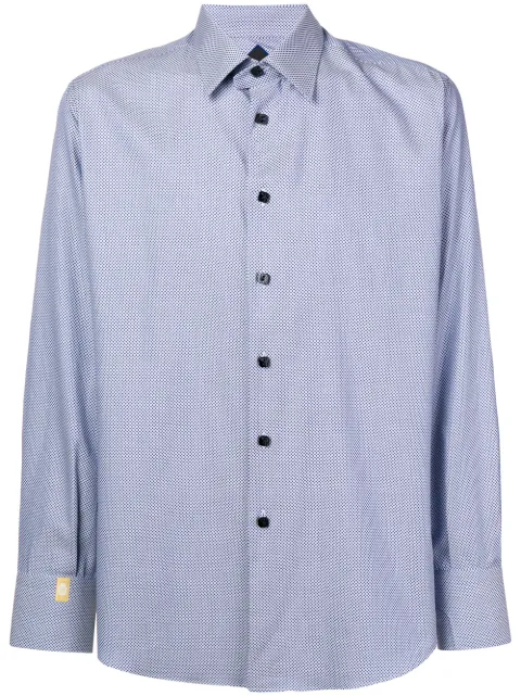 Billionaire geometric patterned curved hem shirt