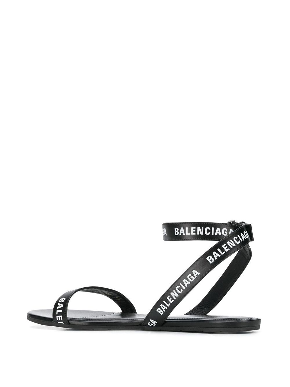 Balenciaga logo straps flat sandals Black