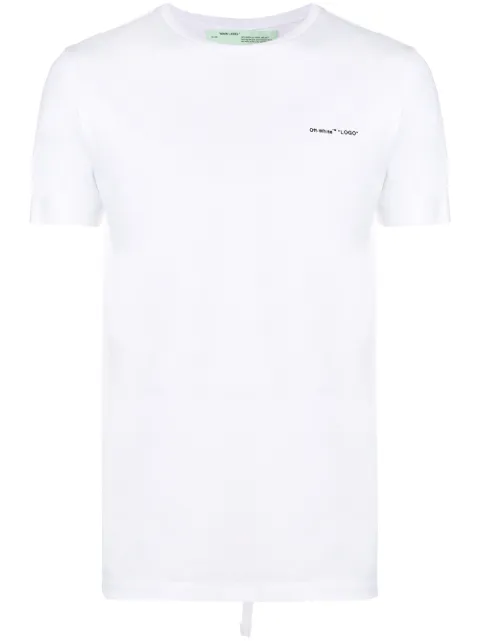 Click to view more detailed imagery on our partner's website Off-white Men's Logo Typographic Slim T-shirt In 0110 White Blac
