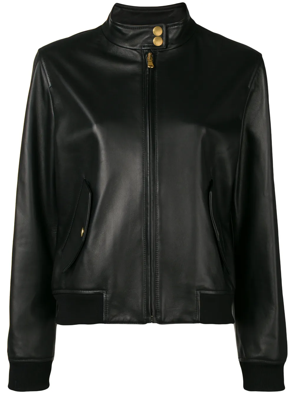 Bear logo leather jacket