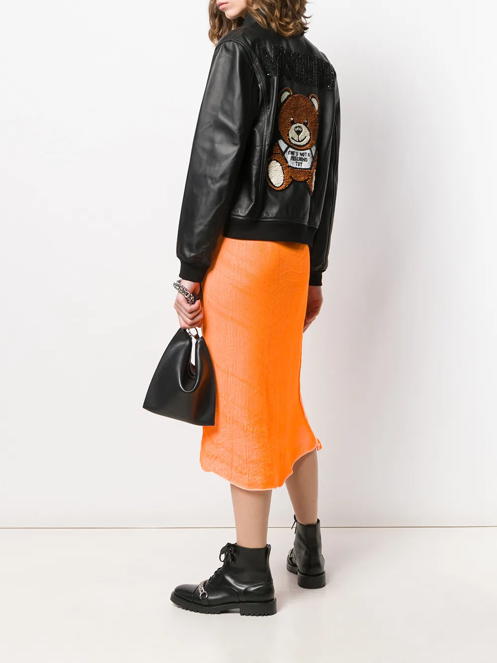 Moschino Bear logo leather jacket | Leather Jackets | Image 2