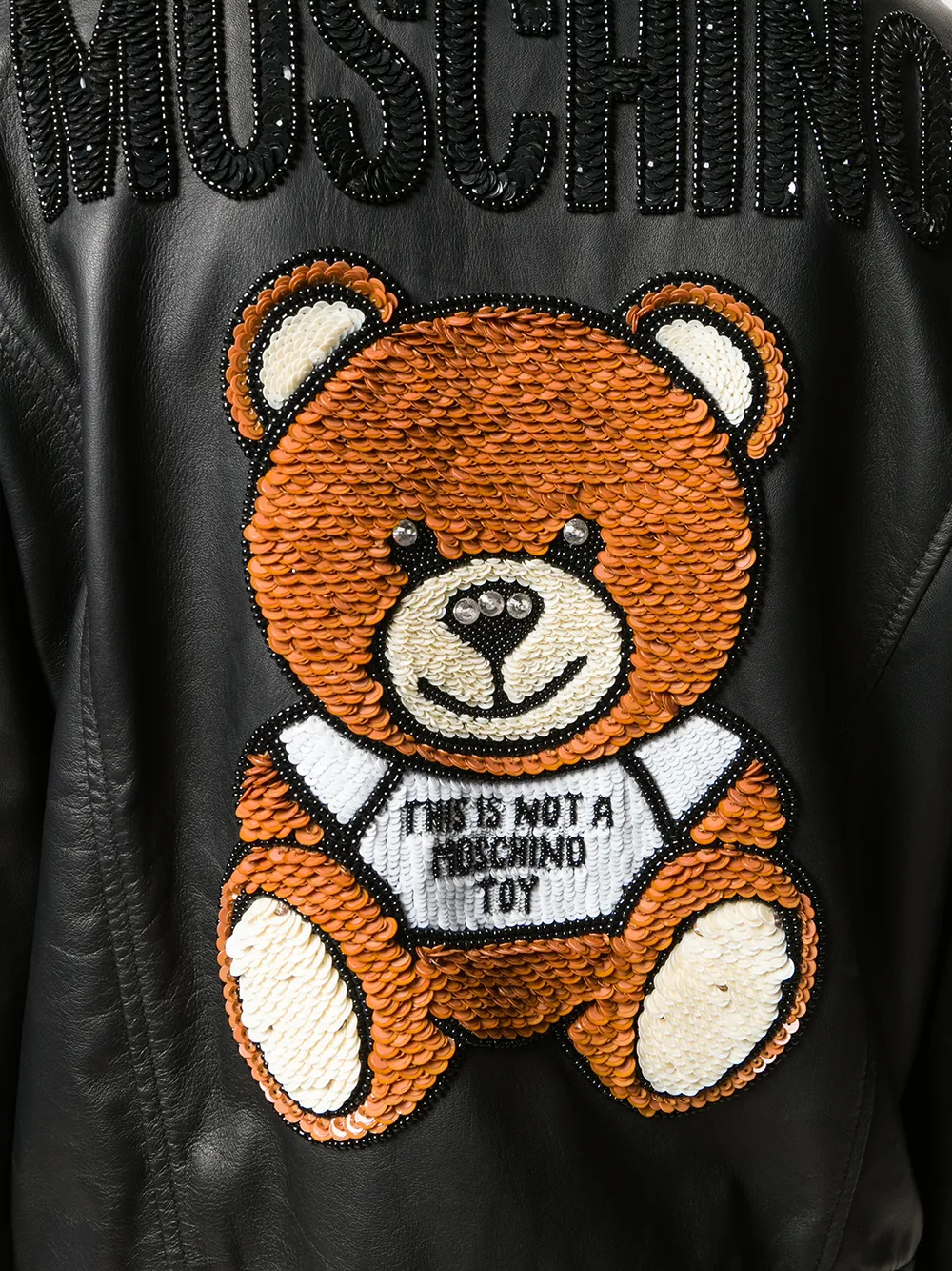 Moschino Bear leren jasje Zwart