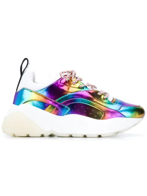 Click to view more detailed imagery on our partner's website Stella Mccartney Eclypse Iridescent Faux Leather And Neoprene Sneakers In Purple