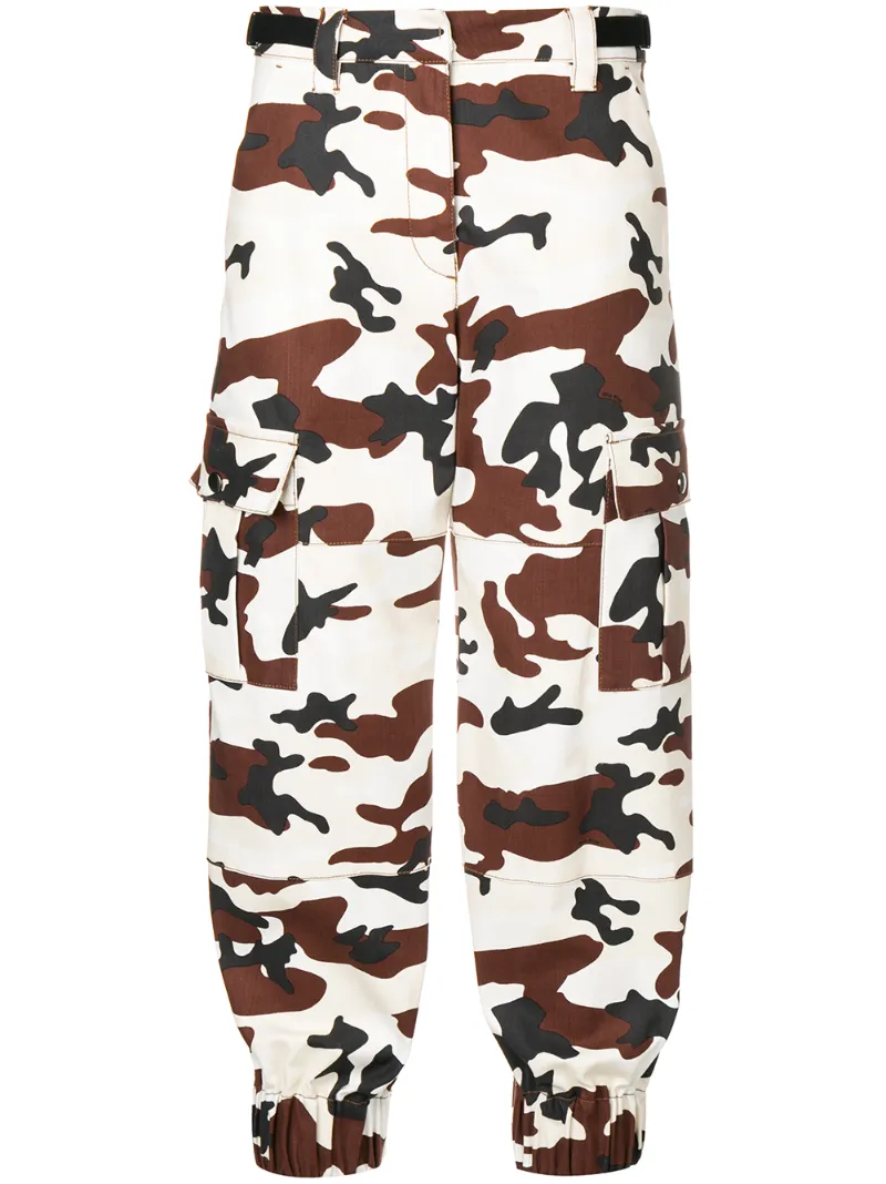 Miu Miu camouflage print loose fit trousers